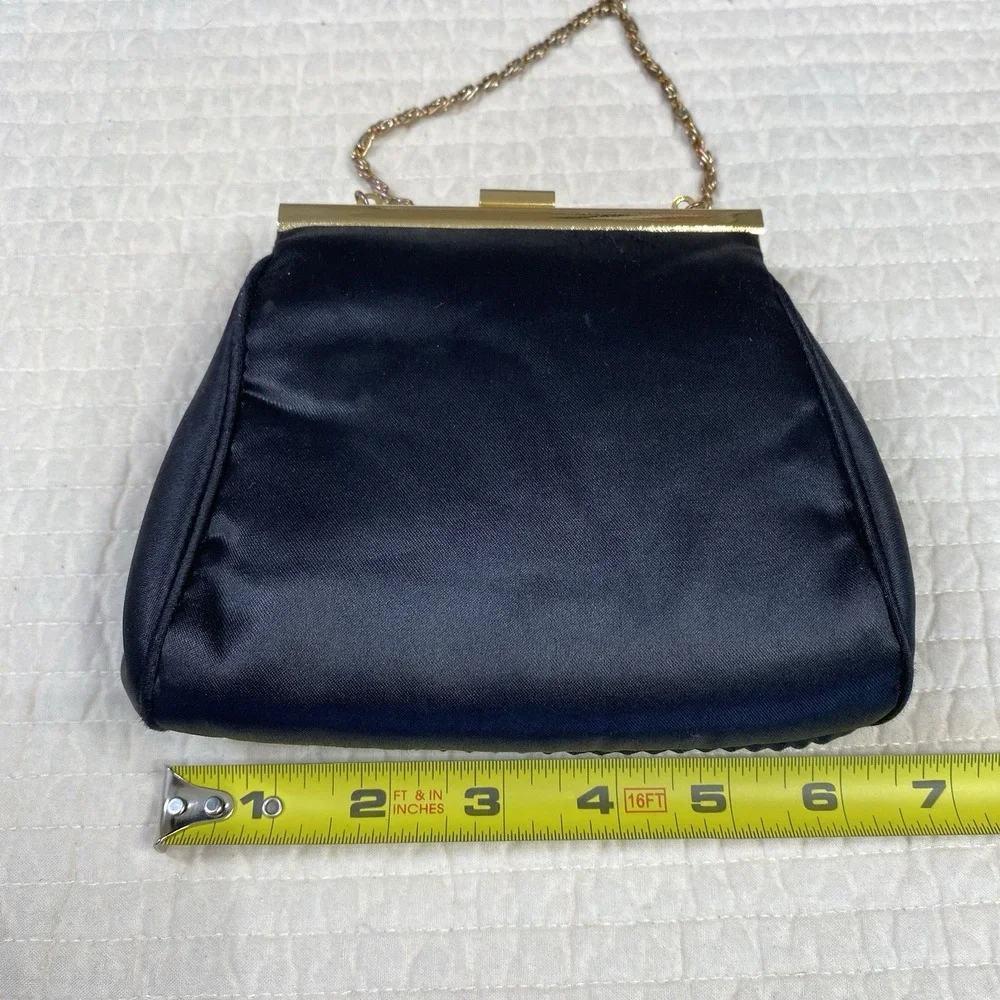 Womens Black Shoulder Chain Strap Pleated Mini Clutch Purse Party Wedding Guest